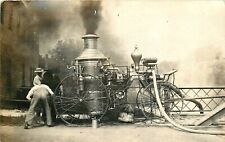 Postcard RPPC C-1910 Fire engine crew in action worker 24-5323 picture