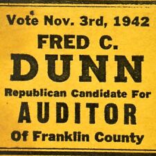 1940s Fred C Dunn Franklin County Auditor 45 Parsons Avenue Columbus Ohio picture