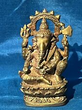 Vintage BRASS Hindu Statue GANESH Figurine Elephant God 3+” picture