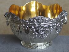 Exquisite Silver Plated ornate Bowl with drop door knocker handles and Grapevine picture