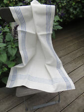 Antique Towel Handwoven Linen Blue Stripes Unused Dish Cloth German 23 
