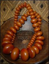 MAGNIFICENT Handcrafted, Graduated AFRICAN AMBER TRADE BEAD STRAND picture