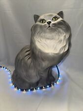 Large Vintage Ceramic Gray Cat Statue Sitting 14” Tall picture