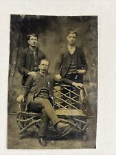 Three Brothers Tintype c1880s Antique 1/6 Plate Photo Vintage picture