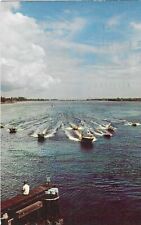 Vintage Florida Chrome Postcard Boating on Lake Worth between Palm Beach & West picture