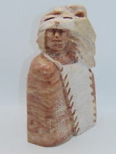 SIGNED NAVAJO NATIVE AMERICAN ALABASTER STONE SCULPTURE BY NORMAN LEWIS 8 1/2