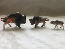 Vintage Lot of 3 Miniature Bone China Japan Buffalo Family Figurines  picture