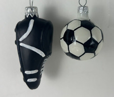 ❤️ 2 VTG Sports Glass Ornaments 3