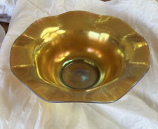 Steuben Aurene Ruffle Edged Bowl Gold Very Large 11.5