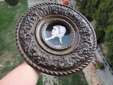 c.1880s-Royal-Vienna-Exquisite-Hand-Painted-Portrait-Plate-in-Bronze-Frame picture