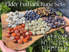 Crystal Rune Stone Set with Velvet Storage Pouch - Set of 25 Elder Futhark Runes picture