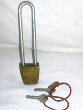 Vintage SLAYMAKER RUSTLESS Padlock Bicycle Lock W/ KEYS Made in USA 6.75” Long picture