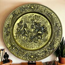 Vintage Peerage Brass Embossed Wall Hanging Plate Men In Tavern Made In England  picture
