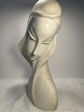 MCM Signed 1959 Off White Textured & Smooth Sculpture Pottery Bust of A Woman picture