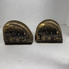 VTG Brass Book Ends 100th Anniversary 1859 1969 Westinghouse Airbrake Locomotive picture