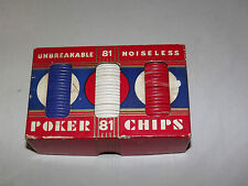 VINTAGE 1920-30S MADE IN USA  81 NOISELESS UNBREAKABLE FLOWER POKER CHIPS IN BOX picture