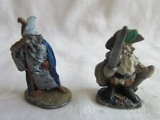 LOT 2 VINTAGE PAINTED GNOME & 1979 RAL PARTHA WIZARD MINIATURE PEWTER FIGURINES picture