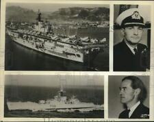 1961 Press Photo H.M.S. Ark Royal and H.M.S. Londonderry and Captains picture
