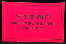 Secretary Wanted Postcard Must Use Pencil Pad Pill Sex Sexist Vintage NOS Risque picture