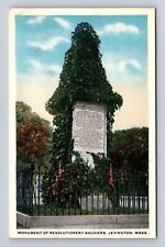 Lexington MA- Massachusetts, Monument Of Revolutionary Soldiers Vintage Postcard picture