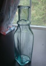 ANTIQUE 1870'S CRUDE FOUR -SIDED KING'S CROWN PICKLE JAR-BOTTLE - APPLIED LIP picture