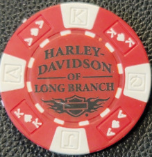 HD OF LONG BRANCH ~ NEW JERSEY (Red AKQJ) Harley Davidson Poker Chip (CLOSED) picture