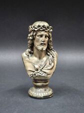 Jenning Bros Antique Small Jesus Bust Metal Statue picture