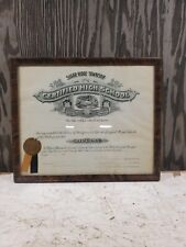 Antique 1916 Sugar Ridge Township Indiana Highschool Diploma Tiger Oak Frame picture