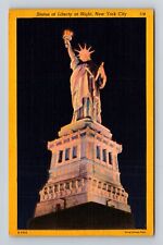 New York City-NY, Statue Of Liberty At Night, Antique Vintage c1952 Postcard picture