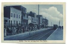 PC EGYPT, SUEZ, THE TRAIN ARRIVING FROM PORT TEWFIK, Vintage Postcard (b34373) picture