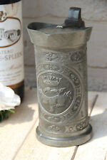Antique 18thc very old FLEMISH pewter jug marked gothic castle animal  picture