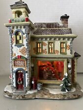 Norman Rockwell Fire To The Rescue Lighted Fire Station House Saturday Evening picture