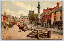 Vintage Street View Blackpool England Horse and Buggy Monument Postcard A1988 picture