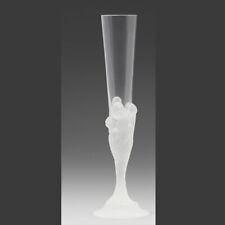 ERTE MAJESTIQUE CLEAR FROSTED GLASS FRENCH CRYSTAL FIGURAL CHAMPAGNE FLUTE C1980 picture
