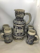 Alt-Grenzau 1894 West German Beer Pitcher With Four Stein’s  picture