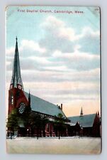 Cambridge MA-Massachusetts, First Baptist Church, Antique Vintage Postcard picture