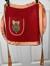 Vintage Royal Terry Cloth Towel Half Apron Pocket Red Orange Christmas Satin Tie picture