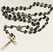 Antique Silver 1800’s Venetian Foil Glass Bead Rosary Rome Italy Hallmarks Rare picture
