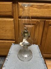 Vintage Queen Anne No 2 Clear Glass Hurricane  Oil Lamp Scovill Mfg 18” picture
