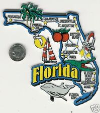  FLORIDA   JUMBO STATE  MAP  MAGNET   7 COLOR   ORLANDO TALLAHASSEE JACKSONVILLE picture