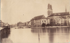 Switzerland, Zurich, general view with the Grossmünster, vintage print, ca.1880 print picture