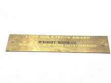 VINTAGE 1965 FORD GOLD TRUCK AWARD MCROBERT MOTOR CO. PLAQUE PLATE PRE-OWNED  picture