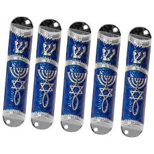 5 pcs Blue Enamel Door Small Mezuzah Case Non Kosher Scroll Outdoor 4