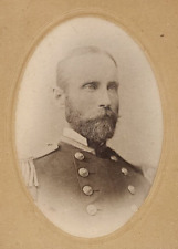 Antique 1800's Cabinet Card Portrait Of Prestigious Looking High Ranking Soldier picture