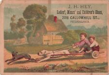 Funny Dog Cart Race Chase Victorian Trade Card c1880s JH Hey Philadelphia *Ab9c picture