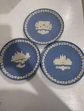 (3) Wedgwood Japserware 1969-1980 Christmas Plates Set Vintage Blue England Lot picture