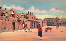 Postcard NM Tesuque Indian Pueblo New Mexico Posted 1941 Linen Vintage PC J172 picture