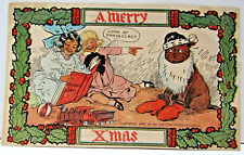 ANTIQUE 1906 CHRISTMAS POSTCARD - BUSTER BROWN & HIS DOG TIGE - JOURNEL EXAMiNER picture