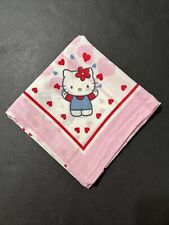 Sanrio Hello Kitty Handkerchief Scarf Pink Red Hearts White 100% Cotton One Size picture