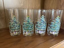Nikko Happy Holidays Highball Drinking Glasses 5.5” Tall Set Of 4 picture
